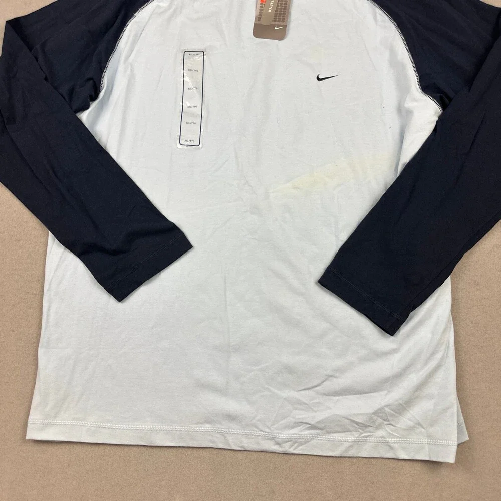 Vintage Nike Shirt Men 2XL Bllue Solid Swoosh Crew Pullover Deadstock Y2K 2005